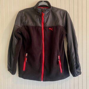 Puma Boys Jacket, Black with Red Accents, Size L.